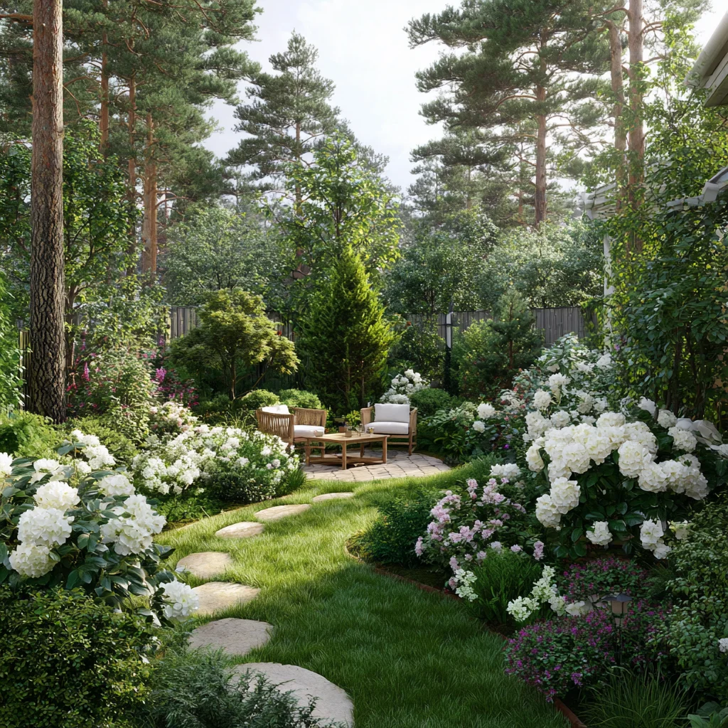 An exquisite flower bed showcasing a harmonious blend of purple and lavender blooms