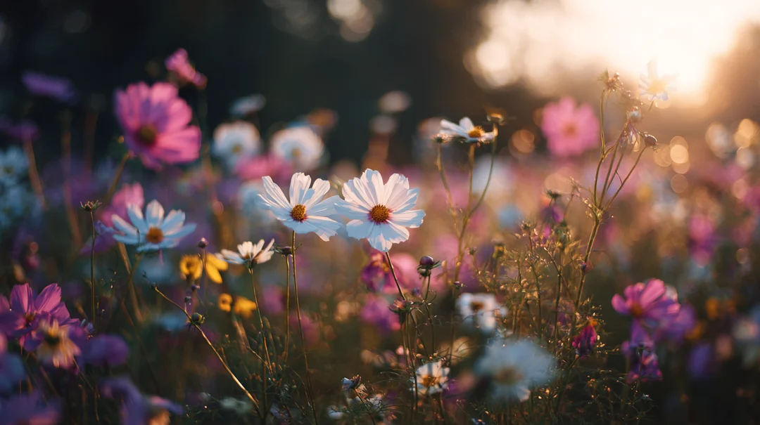 A visionary designer carefully placing flora creating a poetic garden scene